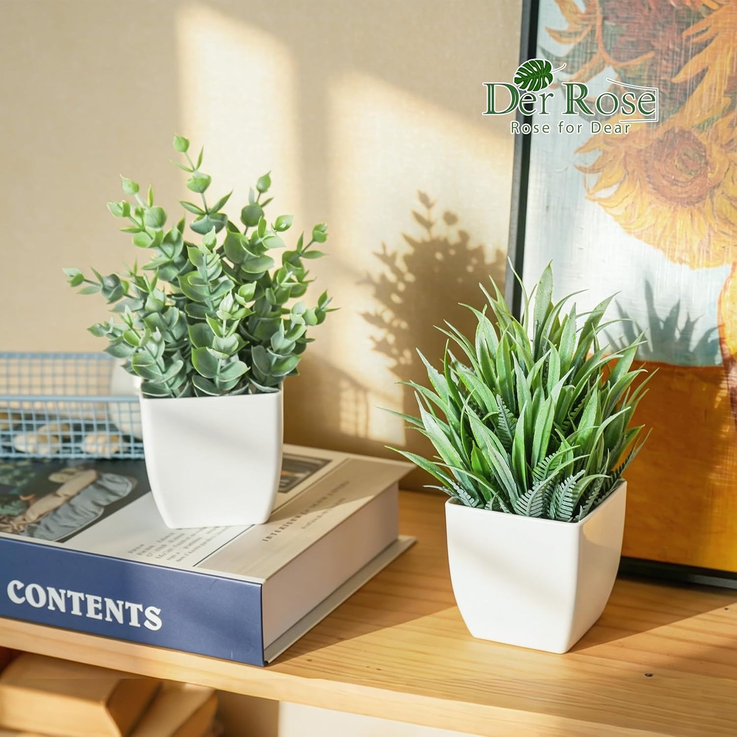 2 Pack Fake Plants Small Plants for Bathroom Office Decor | Mini cute faux plants, table desk home laundry room entryway decor, bathroom classroom decor, maintenance-free