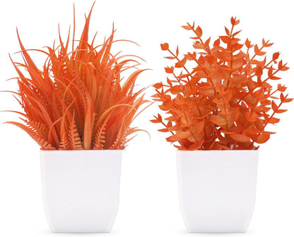 2 Pack Fake Plants Small Plants for Bathroom Office Decor | Mini cute faux plants, table desk home laundry room entryway decor, bathroom classroom decor, maintenance-free
