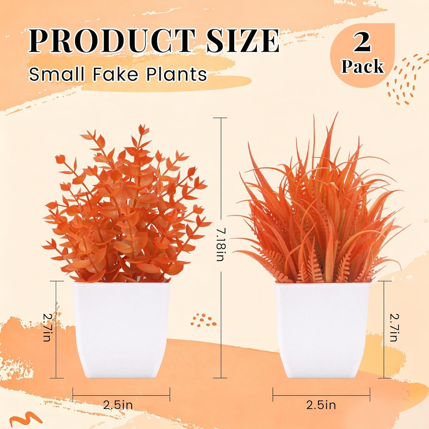 2 Pack Fake Plants Small Plants for Bathroom Office Decor | Mini cute faux plants, table desk home laundry room entryway decor, bathroom classroom decor, maintenance-free
