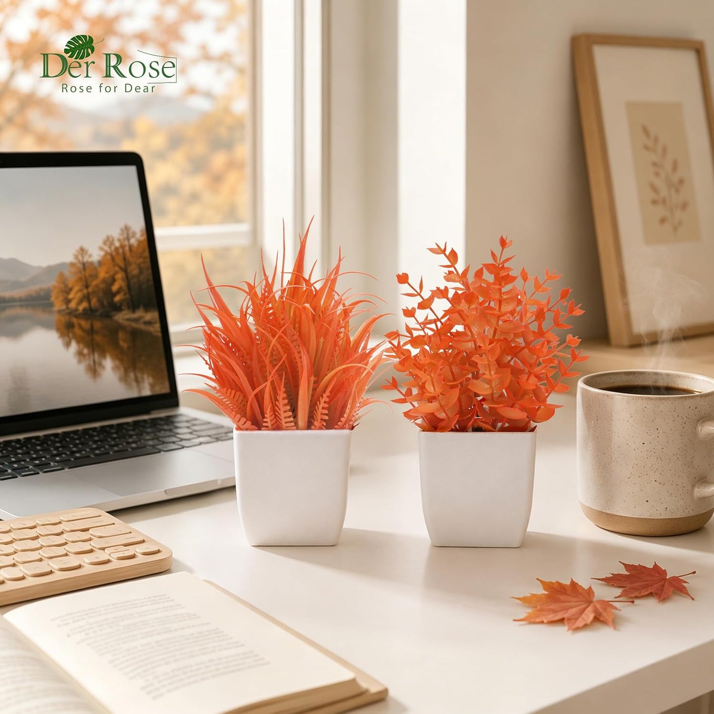 2 Pack Fake Plants Small Plants for Bathroom Office Decor | Mini cute faux plants, table desk home laundry room entryway decor, bathroom classroom decor, maintenance-free
