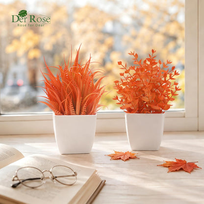 2 Pack Fake Plants Small Plants for Bathroom Office Decor | Mini cute faux plants, table desk home laundry room entryway decor, bathroom classroom decor, maintenance-free