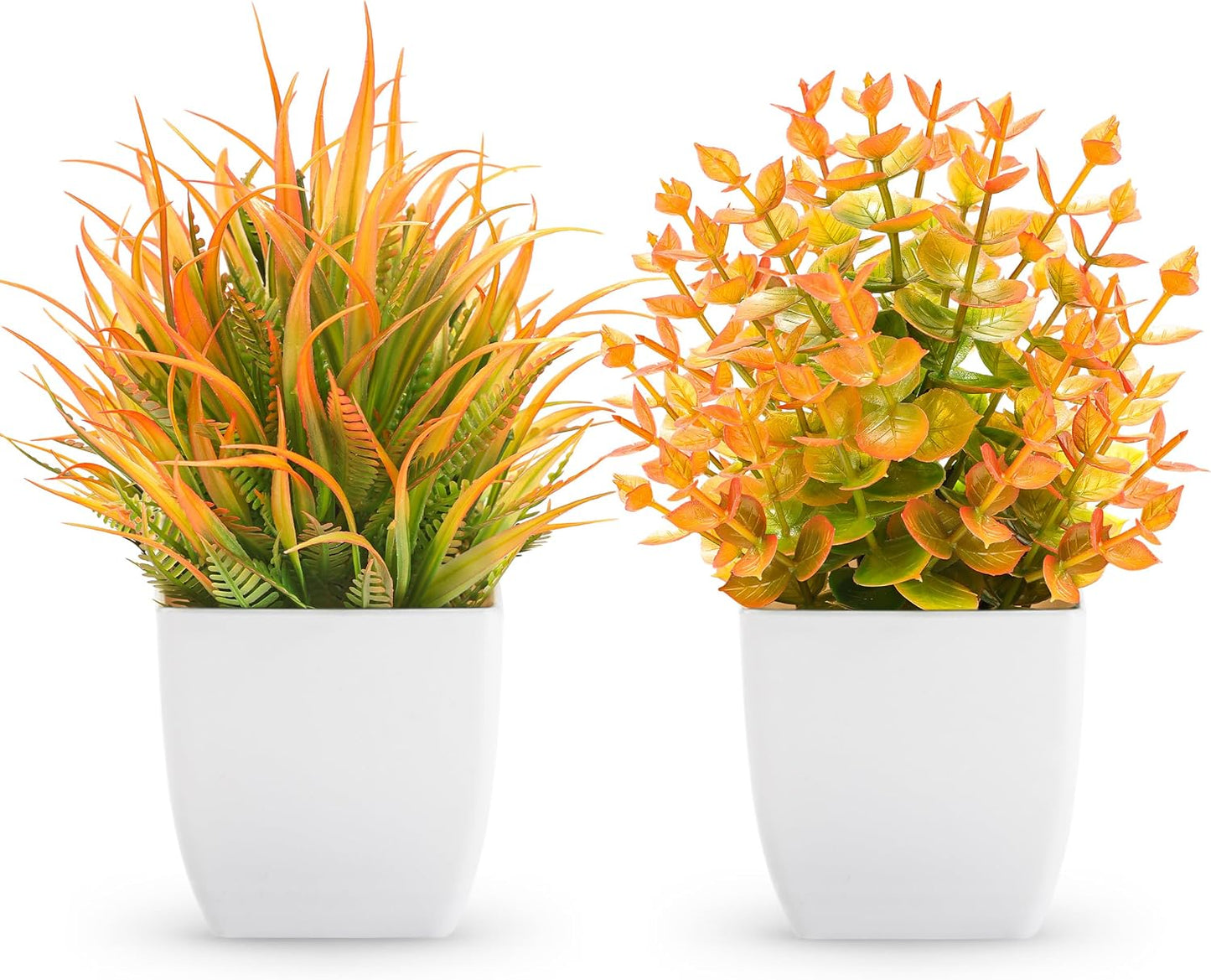 2 Pack Fake Plants Small Plants for Bathroom Office Decor | Mini cute faux plants, table desk home laundry room entryway decor, bathroom classroom decor, maintenance-free