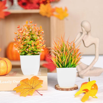 2 Pack Fake Plants Small Plants for Bathroom Office Decor | Mini cute faux plants, table desk home laundry room entryway decor, bathroom classroom decor, maintenance-free
