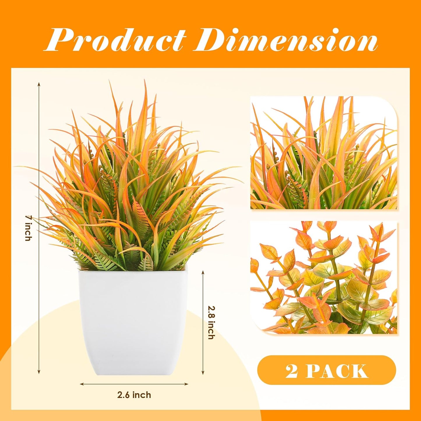2 Pack Fake Plants Small Plants for Bathroom Office Decor | Mini cute faux plants, table desk home laundry room entryway decor, bathroom classroom decor, maintenance-free