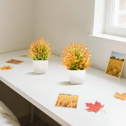 2 Pack Fake Plants Small Plants for Bathroom Office Decor | Mini cute faux plants, table desk home laundry room entryway decor, bathroom classroom decor, maintenance-free