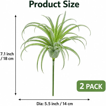 2 Pack Artificial Air Plants, Realistic Looking Faux Tillandsia Succulents Plants for Home Decor, Indoor Outdoor Garden, Terrarium, Office Desk, Wedding Displays (Green)