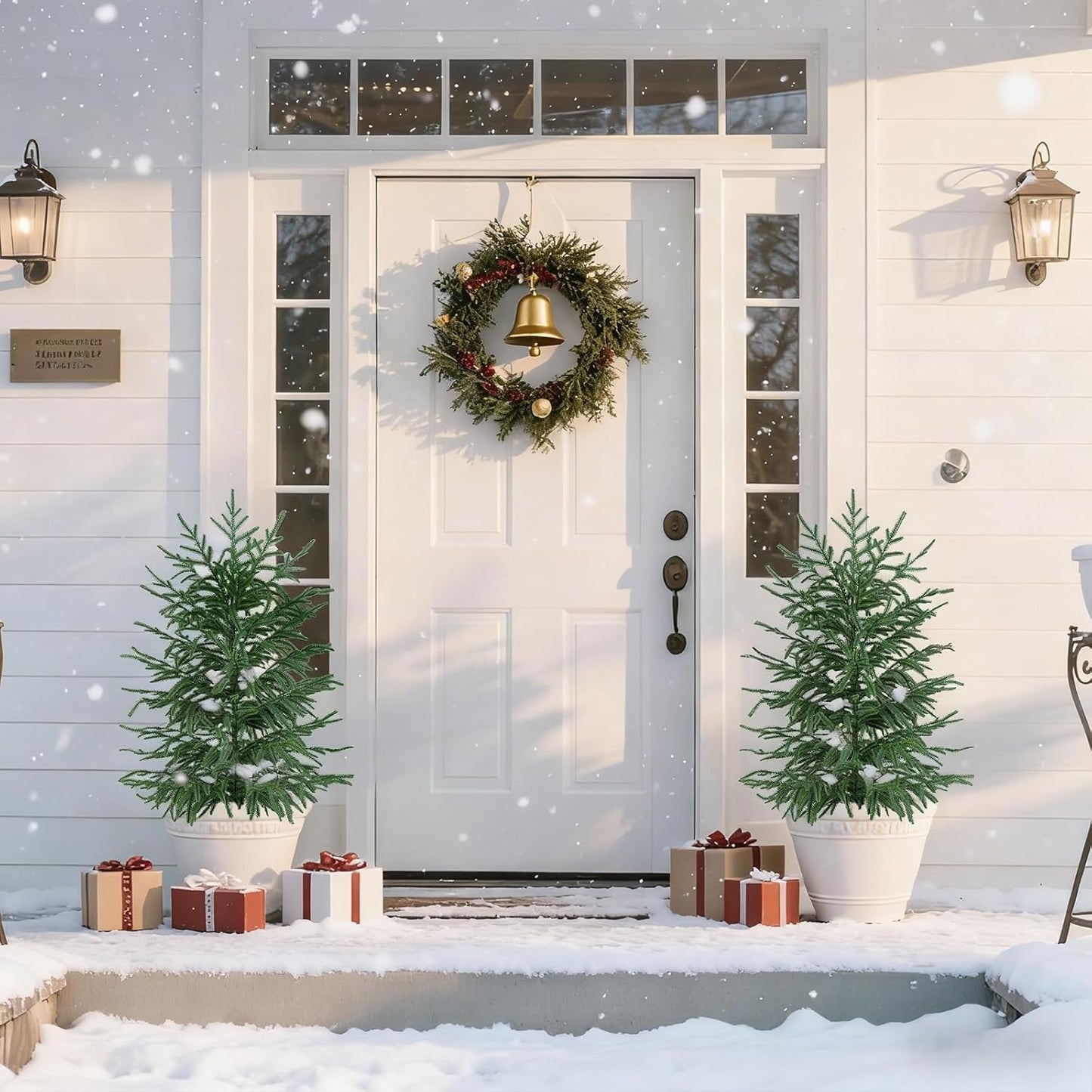 Grooy 2 Pack 3FT Artificial Norfolk Pine Tree with Pot - UV Protection Faux Tree Fake Plants with PE Branch for Indoor Outdoor Home Front Porch Christmas Decor