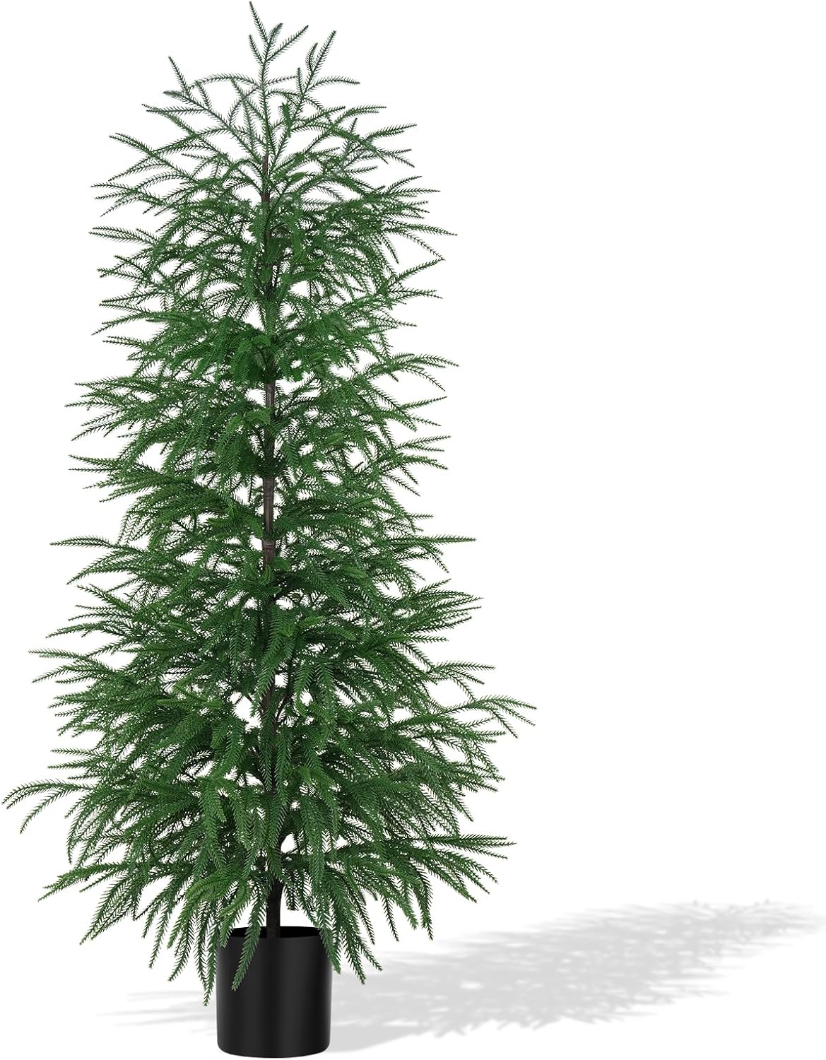 Grooy 2 Pack 3FT Artificial Norfolk Pine Tree with Pot - UV Protection Faux Tree Fake Plants with PE Branch for Indoor Outdoor Home Front Porch Christmas Decor