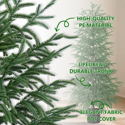 Grooy 2 Pack 3FT Artificial Norfolk Pine Tree with Pot - UV Protection Faux Tree Fake Plants with PE Branch for Indoor Outdoor Home Front Porch Christmas Decor