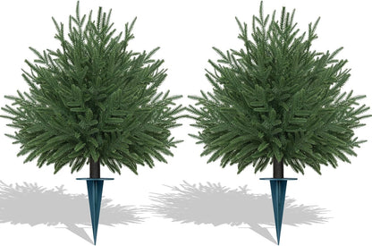 Grooy 2 Pack 3FT Artificial Norfolk Pine Tree with Pot - UV Protection Faux Tree Fake Plants with PE Branch for Indoor Outdoor Home Front Porch Christmas Decor