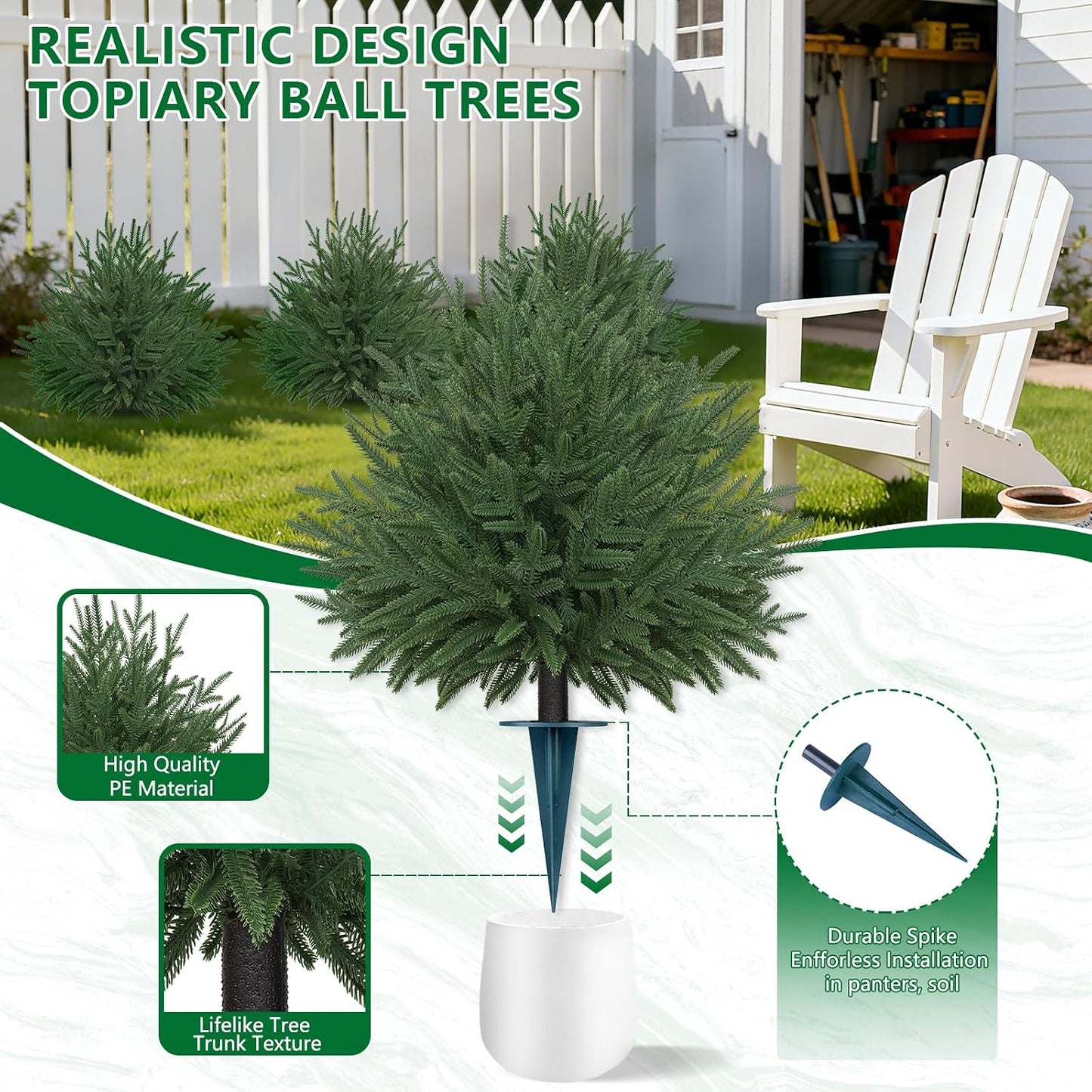 Grooy 2 Pack 3FT Artificial Norfolk Pine Tree with Pot - UV Protection Faux Tree Fake Plants with PE Branch for Indoor Outdoor Home Front Porch Christmas Decor