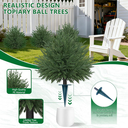 Grooy 2 Pack 3FT Artificial Norfolk Pine Tree with Pot - UV Protection Faux Tree Fake Plants with PE Branch for Indoor Outdoor Home Front Porch Christmas Decor