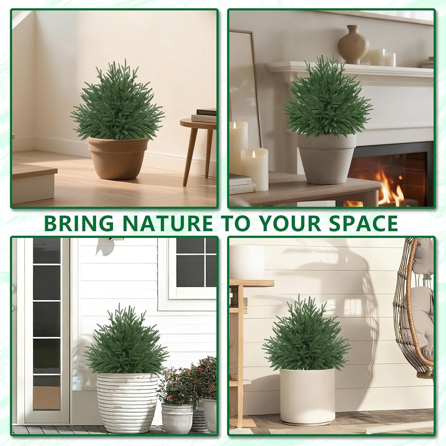 Grooy 2 Pack 3FT Artificial Norfolk Pine Tree with Pot - UV Protection Faux Tree Fake Plants with PE Branch for Indoor Outdoor Home Front Porch Christmas Decor