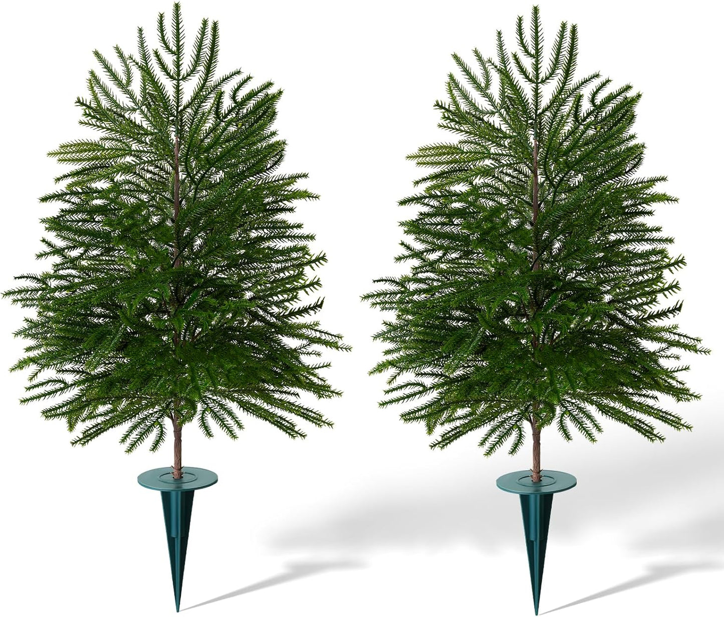 Grooy 2 Pack 3FT Artificial Norfolk Pine Tree with Pot - UV Protection Faux Tree Fake Plants with PE Branch for Indoor Outdoor Home Front Porch Christmas Decor