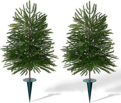 Grooy 2 Pack 3FT Artificial Norfolk Pine Tree with Pot - UV Protection Faux Tree Fake Plants with PE Branch for Indoor Outdoor Home Front Porch Christmas Decor