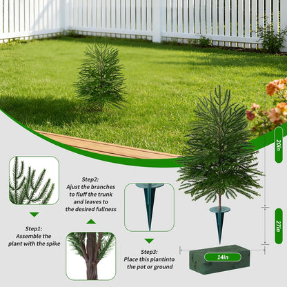 Grooy 2 Pack 3FT Artificial Norfolk Pine Tree with Pot - UV Protection Faux Tree Fake Plants with PE Branch for Indoor Outdoor Home Front Porch Christmas Decor