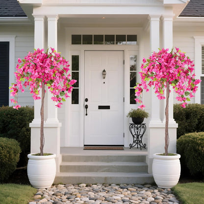 5FT Fake Bougainvillea Tree with Pink Blossoms – Lifelike Artificial Flowering Plant for Indoor Home Decor, Ideal for Entryway, Living Room, or Balcony