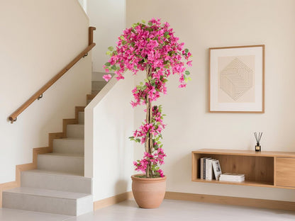 5FT Fake Bougainvillea Tree with Pink Blossoms – Lifelike Artificial Flowering Plant for Indoor Home Decor, Ideal for Entryway, Living Room, or Balcony