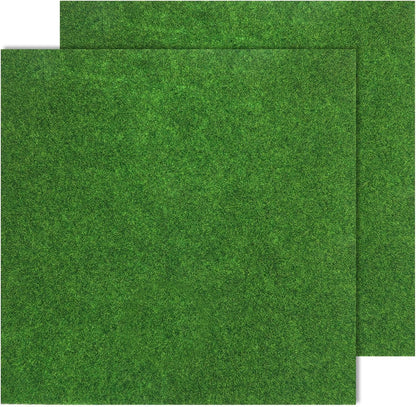 2 Pcs 12x12 Inches Fake Grass for Crafts Artificial Grass Mat Grasses Squares Placemats Artificial Grasses Turf Patch Tiles DIY Mini Garden Decor for Tabletop Decorations DIY Decoration(Green)