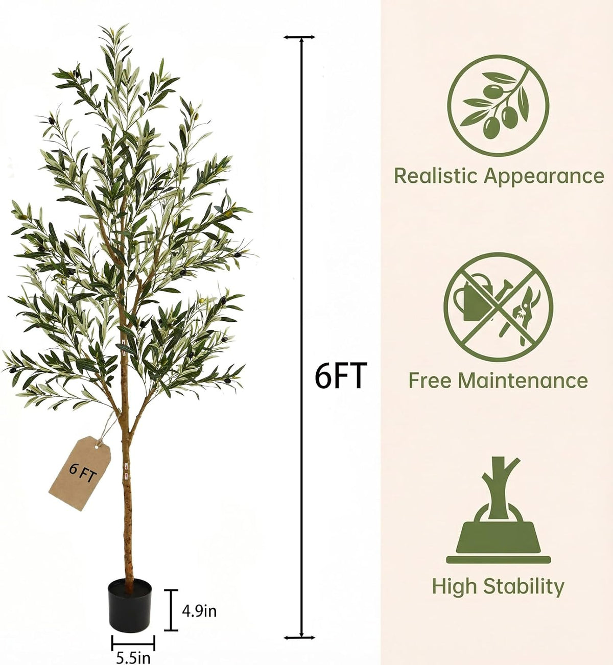 4FT Olive Trees Artificial Indoor,Fake Olive Tree with Natural Wood Trunk and Olive Branches and Lifelike Fruits,Faux Olive Tree for Home Office House Living Room Decor.