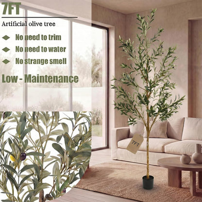 4FT Olive Trees Artificial Indoor,Fake Olive Tree with Natural Wood Trunk and Olive Branches and Lifelike Fruits,Faux Olive Tree for Home Office House Living Room Decor.