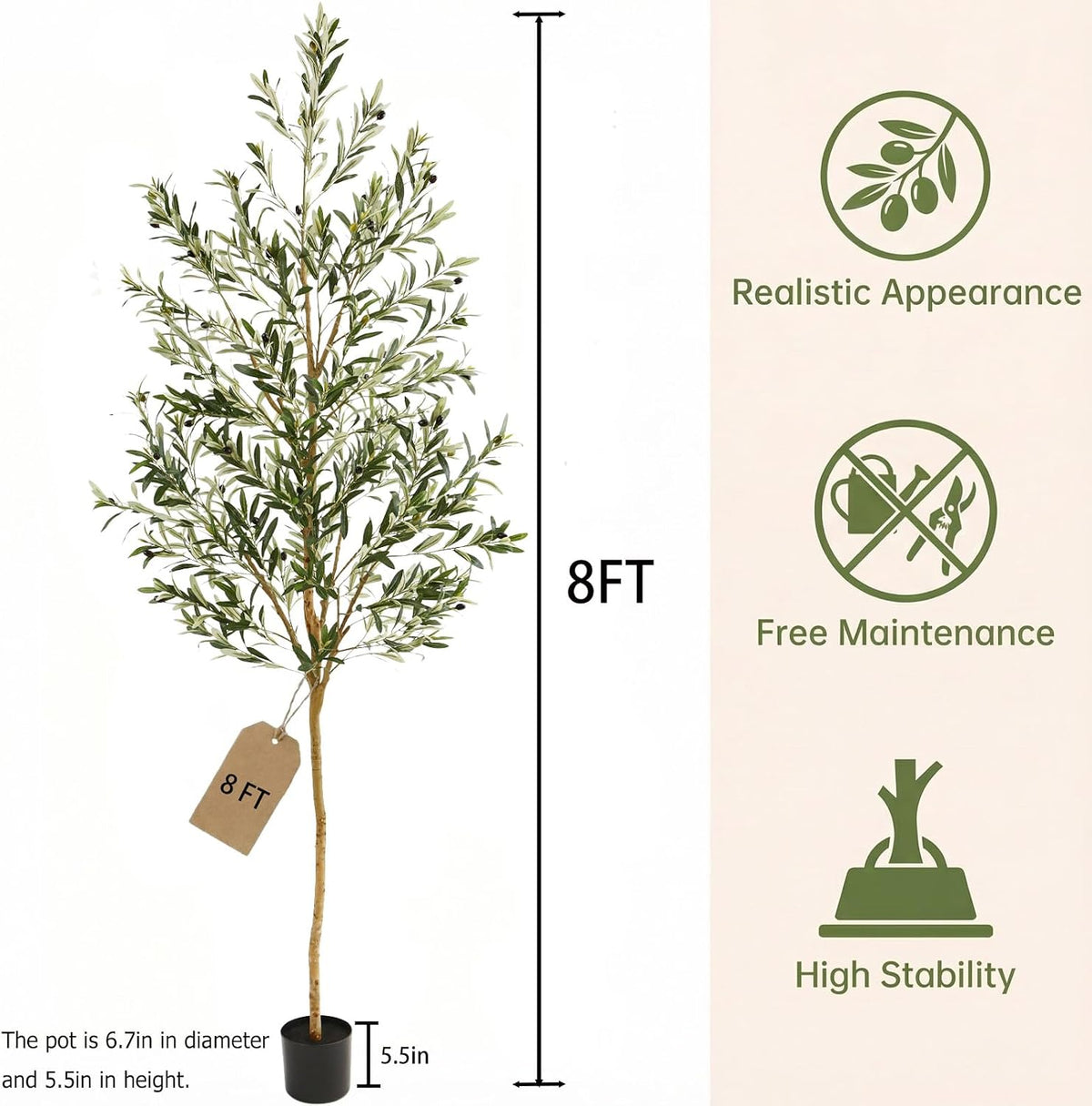 4FT Olive Trees Artificial Indoor,Fake Olive Tree with Natural Wood Trunk and Olive Branches and Lifelike Fruits,Faux Olive Tree for Home Office House Living Room Decor.