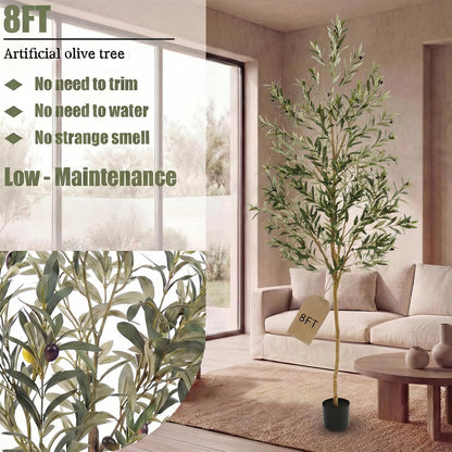 4FT Olive Trees Artificial Indoor,Fake Olive Tree with Natural Wood Trunk and Olive Branches and Lifelike Fruits,Faux Olive Tree for Home Office House Living Room Decor.