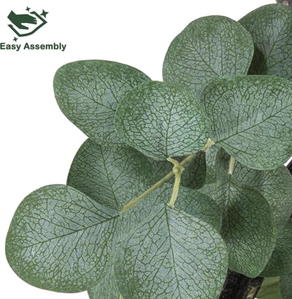 6FT Tall Fake Eucalyptus Plant, Green Silver Dollar Leaves Faux Tree, Artificial Eucalyptus Tree Potted Silk Faux Eucalyptus Tree for Home Office Livingroom Floor Decor Indoor (1, White, 6FT)
