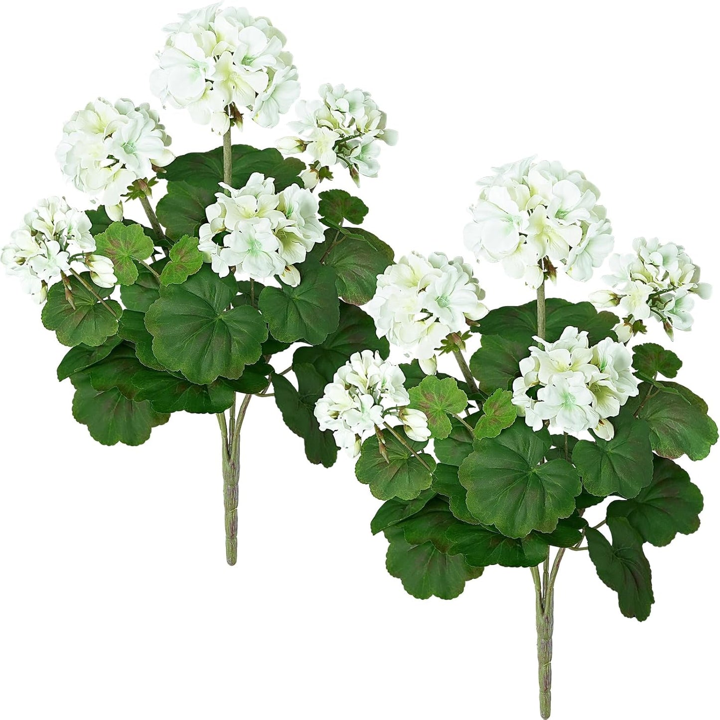 2 PCS 18" Artificial Geraniums for Outdoors, UV Resistant Red Silk Flowers for Window Box Porch Patio Garden Decor, Waterproof Ruby Red