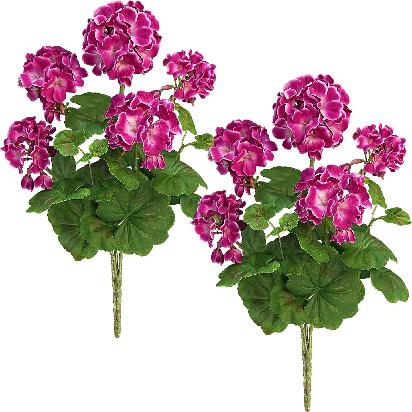 2 PCS 18" Artificial Geraniums for Outdoors, UV Resistant Red Silk Flowers for Window Box Porch Patio Garden Decor, Waterproof Ruby Red