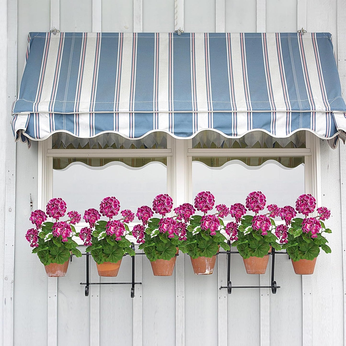 2 PCS 18" Artificial Geraniums for Outdoors, UV Resistant Red Silk Flowers for Window Box Porch Patio Garden Decor, Waterproof Ruby Red