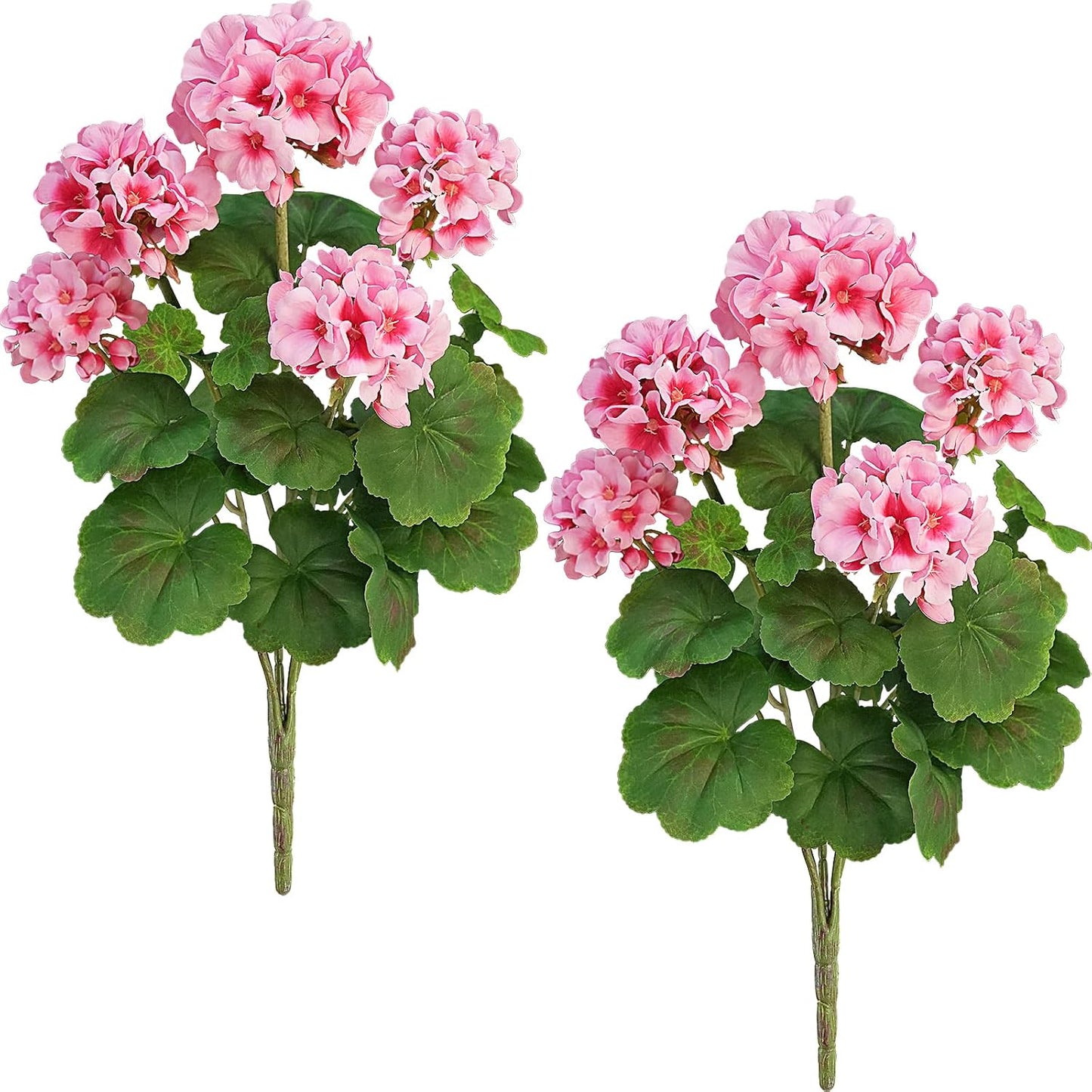 2 PCS 18" Artificial Geraniums for Outdoors, UV Resistant Red Silk Flowers for Window Box Porch Patio Garden Decor, Waterproof Ruby Red