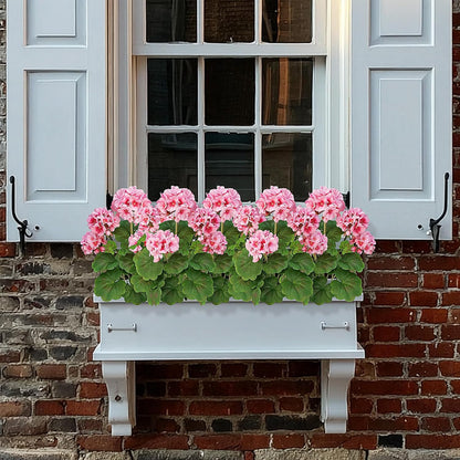 2 PCS 18" Artificial Geraniums for Outdoors, UV Resistant Red Silk Flowers for Window Box Porch Patio Garden Decor, Waterproof Ruby Red