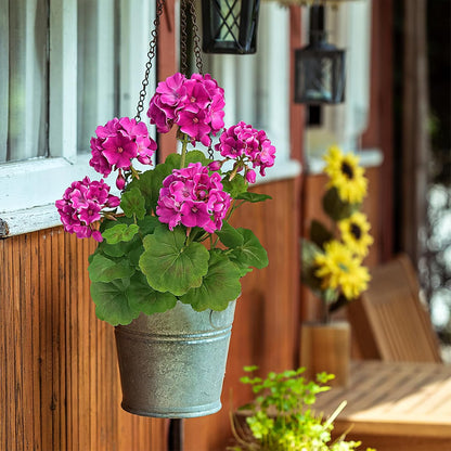 2 PCS 18" Artificial Geraniums for Outdoors, UV Resistant Red Silk Flowers for Window Box Porch Patio Garden Decor, Waterproof Ruby Red