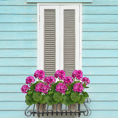 2 PCS 18" Artificial Geraniums for Outdoors, UV Resistant Red Silk Flowers for Window Box Porch Patio Garden Decor, Waterproof Ruby Red