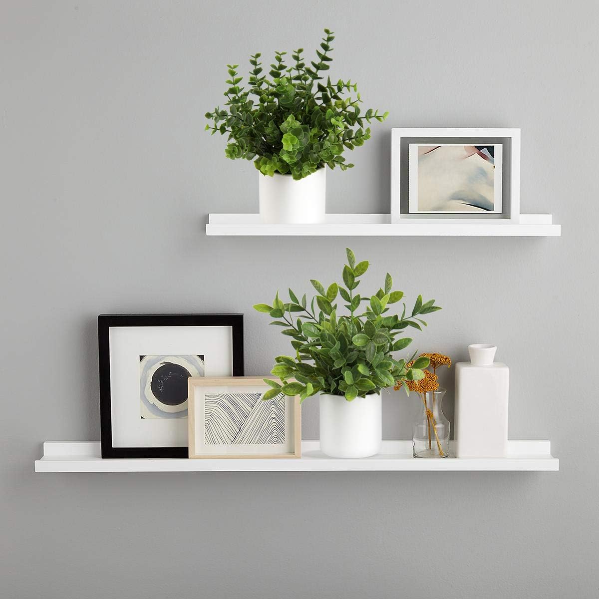Mini Fake Plants Set of 2 Small Faux Plant Eucalyptus Rosemary Greenery Potted Plants Artificial Decor for Home Table Office Room Desk Bathroom Shelf Kitchen Farmhouse Mantel Decoration