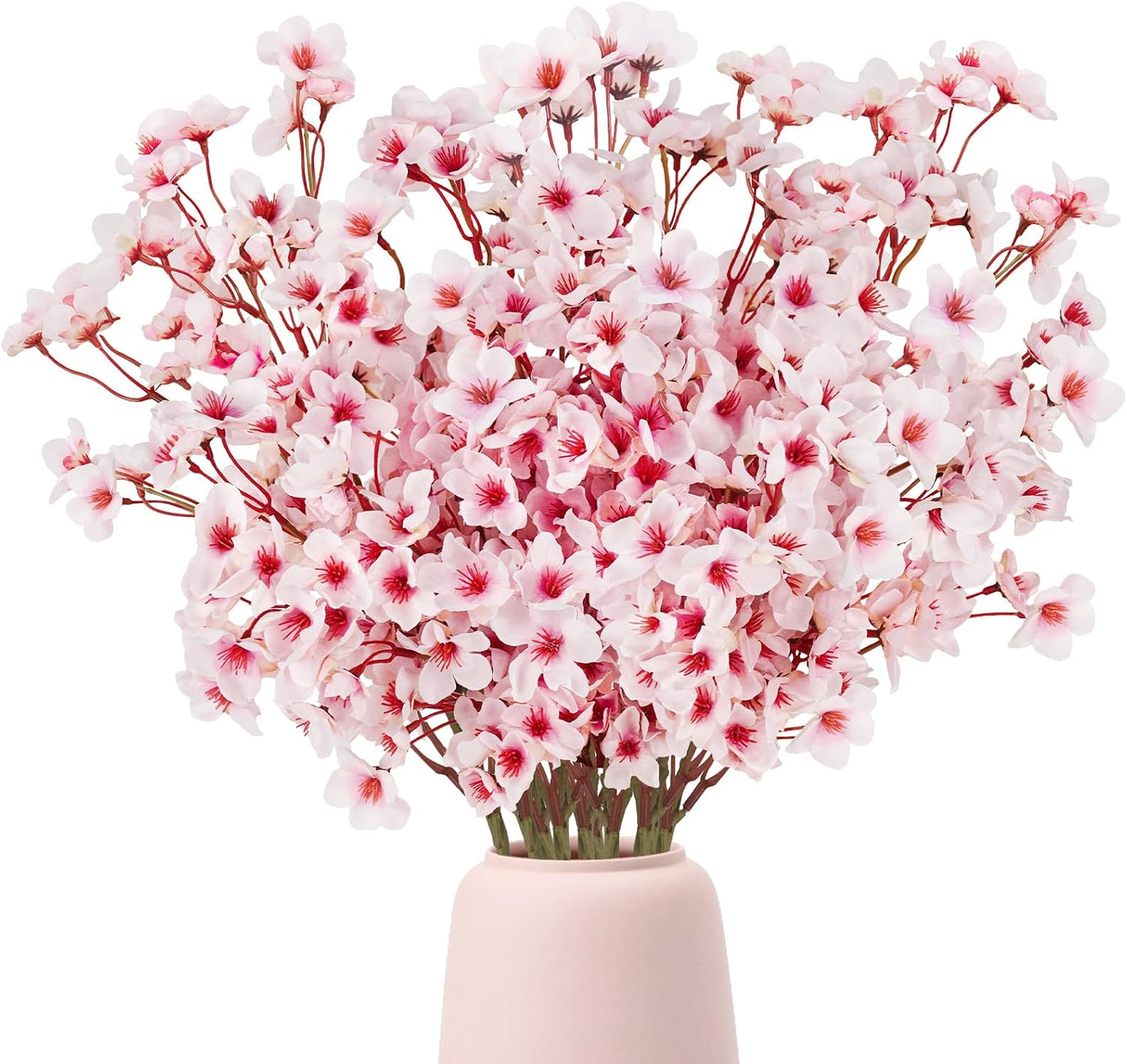 Artificial Cherry Blossom Branches, 6 Pcs Faux Silk Cherry Blossom Flowers Fake Spring Cherry Blossom Floral Stems for Vase Wedding Table Centerpieces Indoor Home Decor