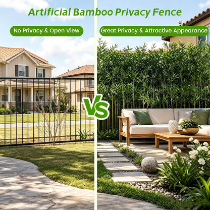 10 Pcs Outdoor Artificial Bamboo, 5ft Faux Privacy Screen Fake Bamboo