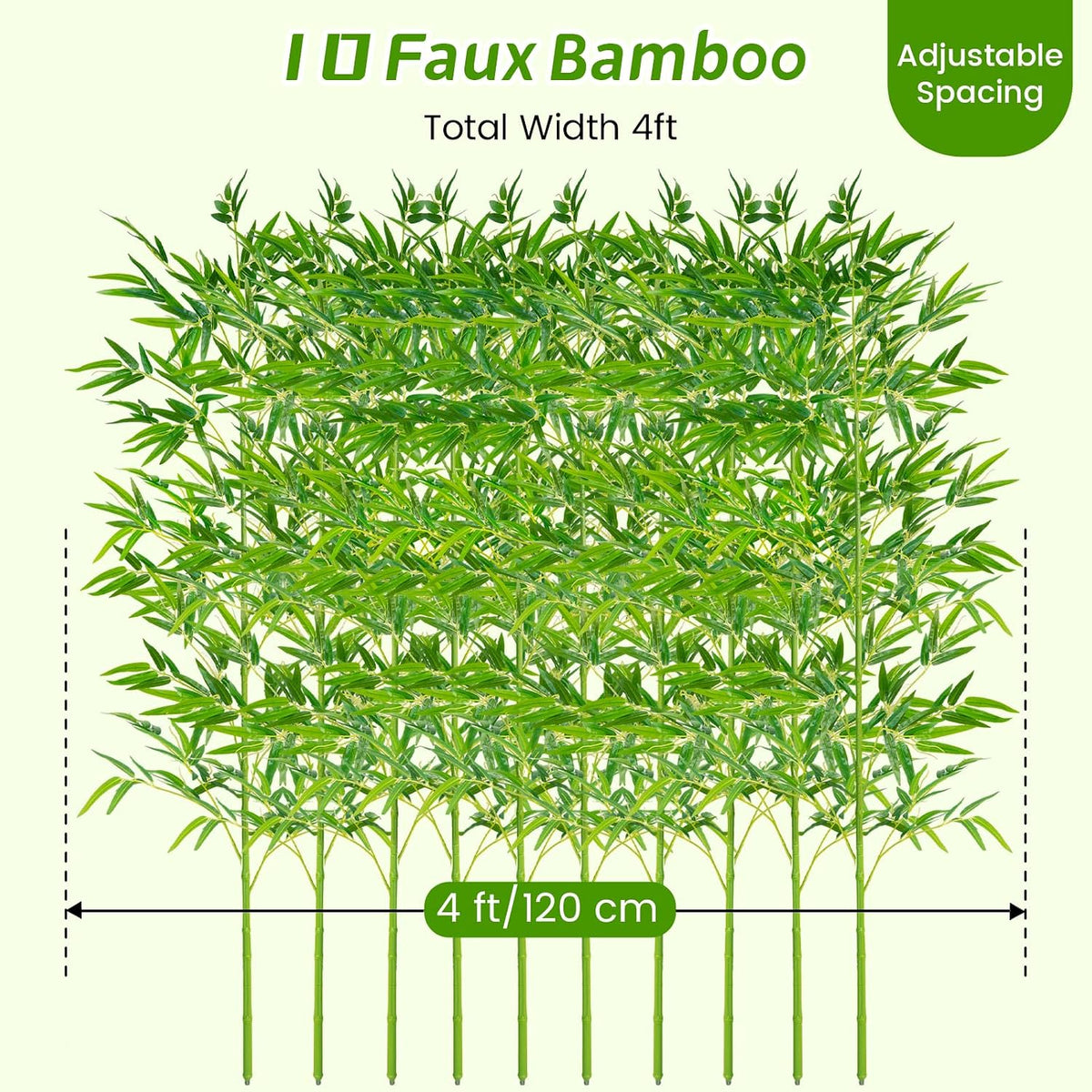 10 Pcs Outdoor Artificial Bamboo, 5ft Faux Privacy Screen Fake Bamboo