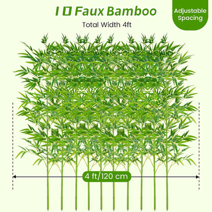 10 Pcs Outdoor Artificial Bamboo, 5ft Faux Privacy Screen Fake Bamboo