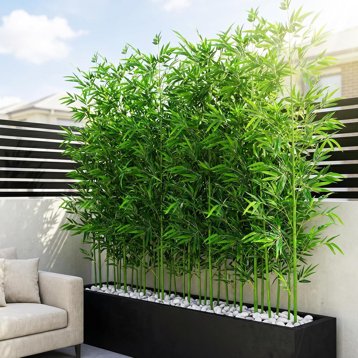 10 Pcs Outdoor Artificial Bamboo, 5ft Faux Privacy Screen Fake Bamboo