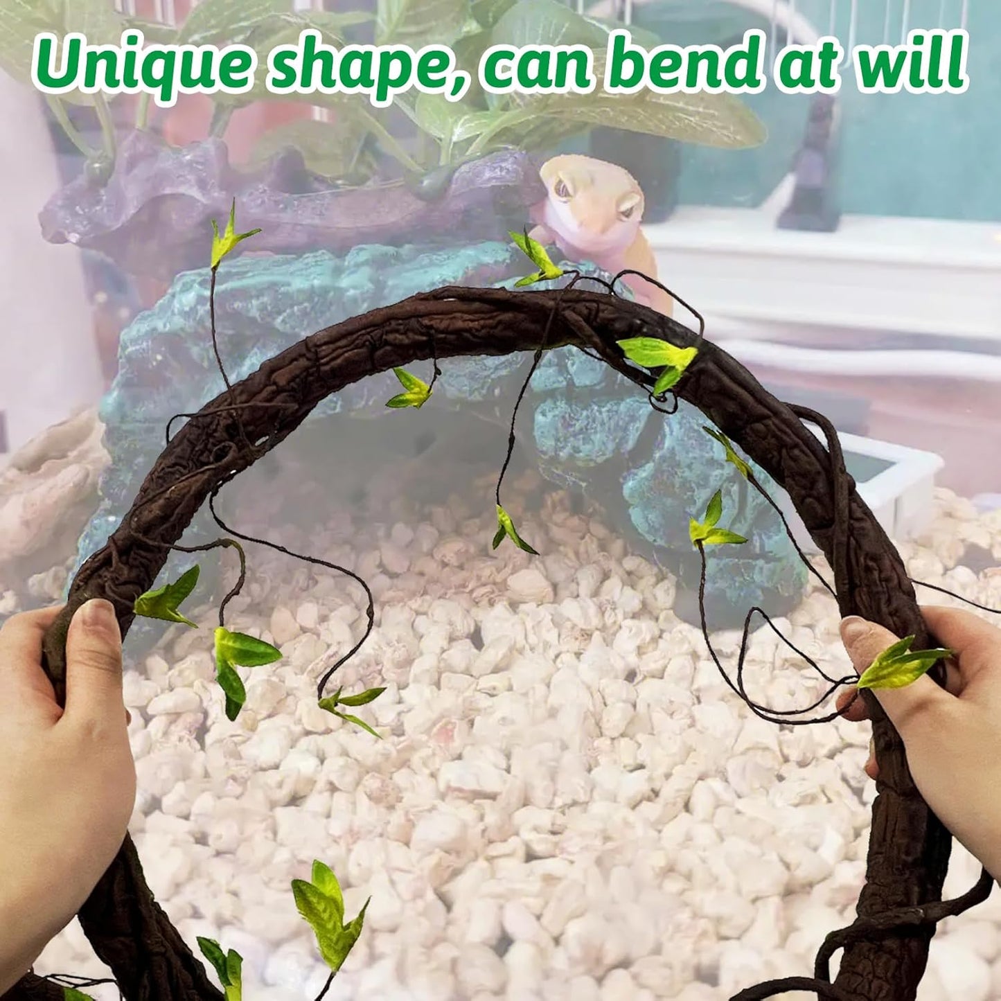 Extra Large Reptile Vines Thick Terrarium Plants 78 Inches Long Flexible Climbing Branch with Leaves Snake Tank Accessories Greenery Habitat Decor for Bearded Dragon Chameleon Gecko Lizard