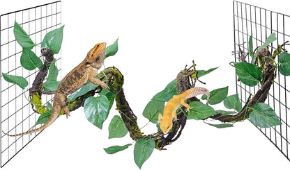 Extra Large Reptile Vines Thick Terrarium Plants 78 Inches Long Flexible Climbing Branch with Leaves Snake Tank Accessories Greenery Habitat Decor for Bearded Dragon Chameleon Gecko Lizard