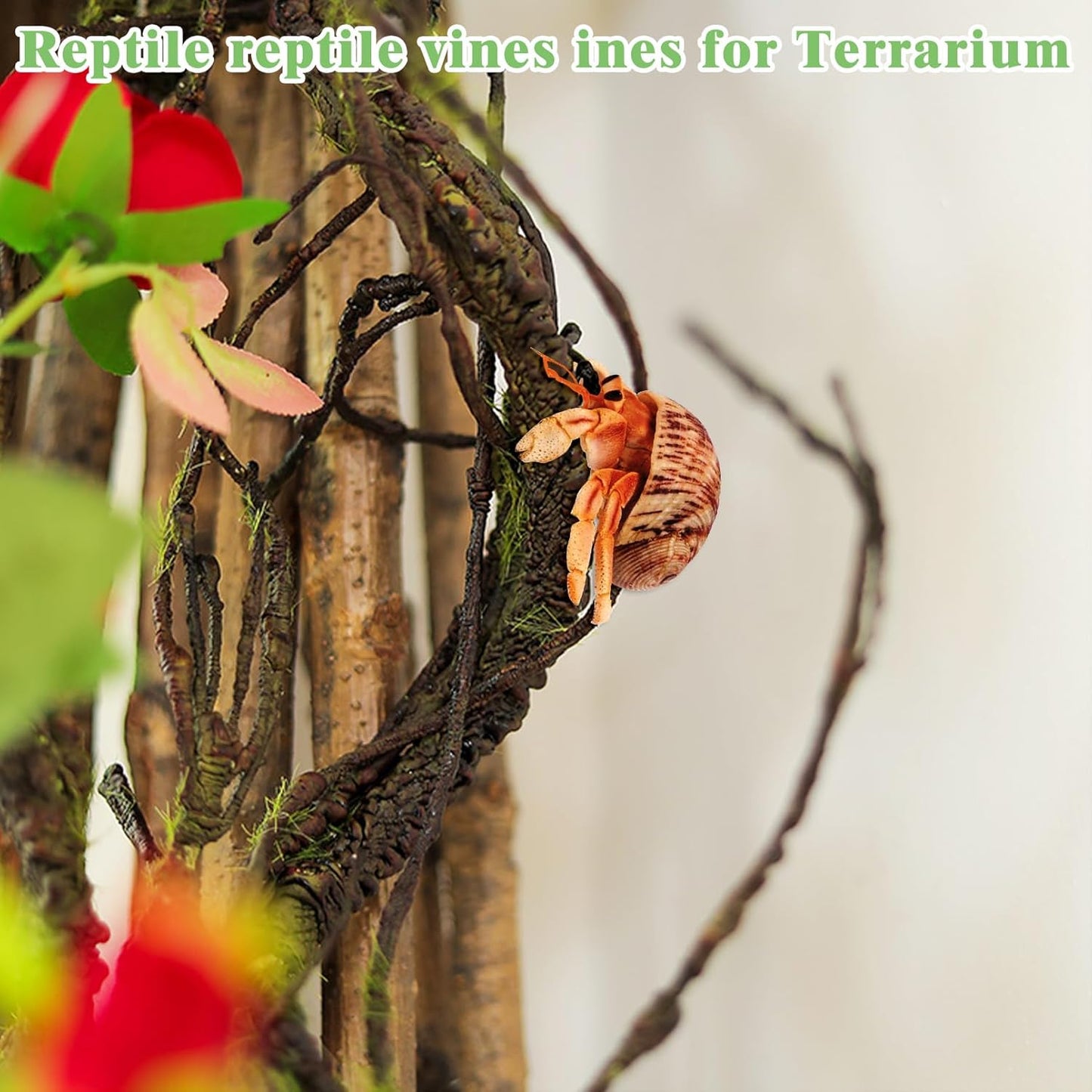 Extra Large Reptile Vines Thick Terrarium Plants 78 Inches Long Flexible Climbing Branch with Leaves Snake Tank Accessories Greenery Habitat Decor for Bearded Dragon Chameleon Gecko Lizard