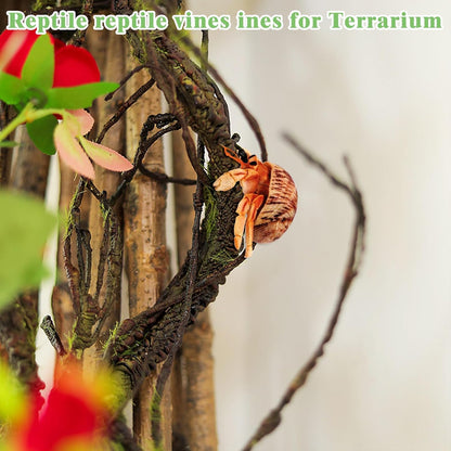 Extra Large Reptile Vines Thick Terrarium Plants 78 Inches Long Flexible Climbing Branch with Leaves Snake Tank Accessories Greenery Habitat Decor for Bearded Dragon Chameleon Gecko Lizard