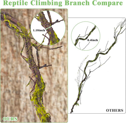 Extra Large Reptile Vines Thick Terrarium Plants 78 Inches Long Flexible Climbing Branch with Leaves Snake Tank Accessories Greenery Habitat Decor for Bearded Dragon Chameleon Gecko Lizard