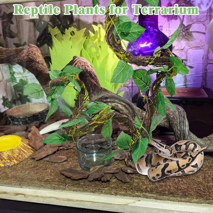 Extra Large Reptile Vines Thick Terrarium Plants 78 Inches Long Flexible Climbing Branch with Leaves Snake Tank Accessories Greenery Habitat Decor for Bearded Dragon Chameleon Gecko Lizard