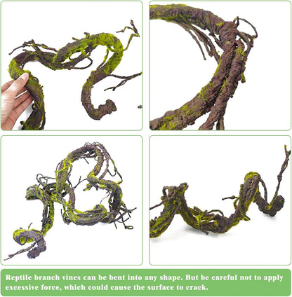Extra Large Reptile Vines Thick Terrarium Plants 78 Inches Long Flexible Climbing Branch with Leaves Snake Tank Accessories Greenery Habitat Decor for Bearded Dragon Chameleon Gecko Lizard
