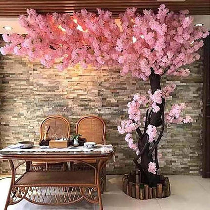 Japanese Artificial Cherry Blossom Tree Wishing Tree Handmade Shopping Wedding Party Indoor and Outdoor Decoration Artificial Cherry Blossom Tree,Pink,H3.9*L3.9ft