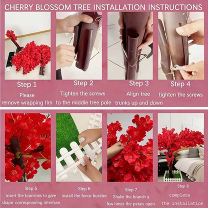Japanese Artificial Cherry Blossom Tree Wishing Tree Handmade Shopping Wedding Party Indoor and Outdoor Decoration Artificial Cherry Blossom Tree,Pink,H3.9*L3.9ft